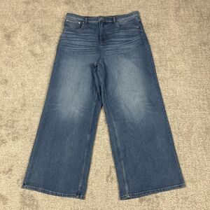 Spanx Jeans Womens 1X Wide Leg High Rise Blue Denim 4 Way 360 Stretch 21598R